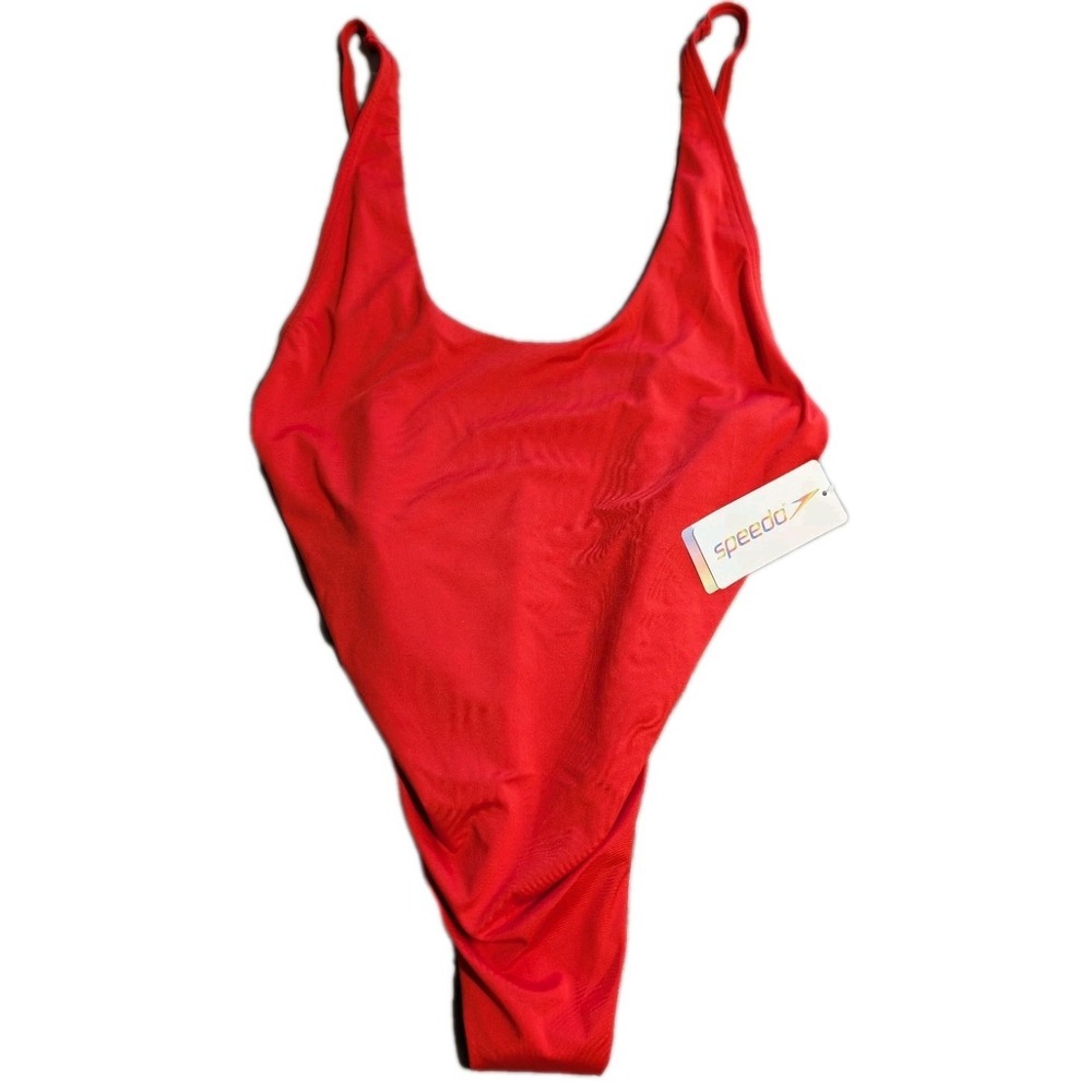 Speedo One Piece Swimsuit Womens XL Watermelon Red Scoop Neck Adjustable NWT